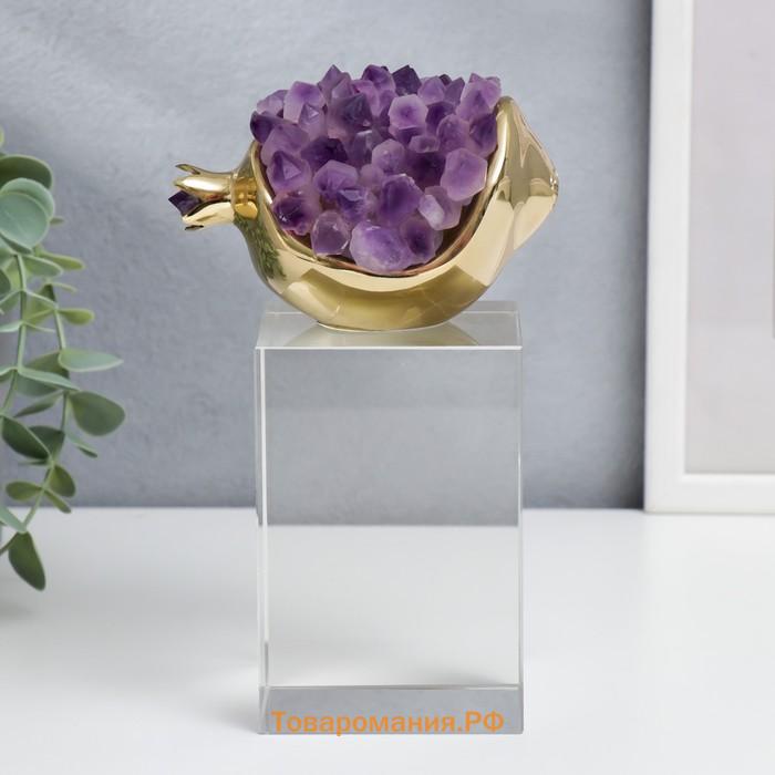 Фигурка настольная «Золотой гранат с аметистом», латунь, кварц, 18×8×8 см
