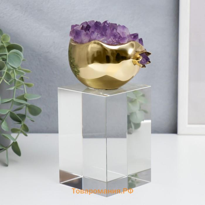 Фигурка настольная «Золотой гранат с аметистом», латунь, кварц, 18×8×8 см