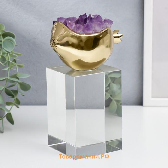 Фигурка настольная «Золотой гранат с аметистом», латунь, кварц, 18×8×8 см
