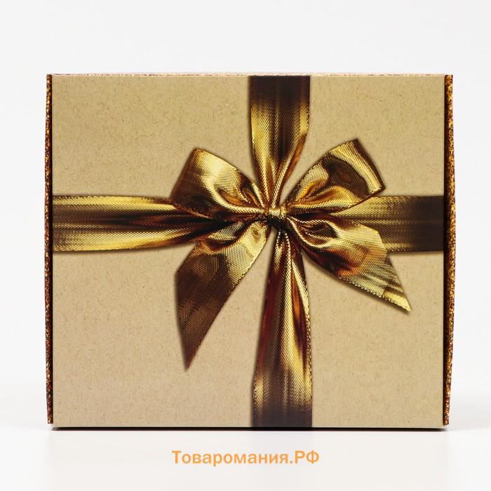 Коробка подарочная «Бант», золотая 20×18×5 см