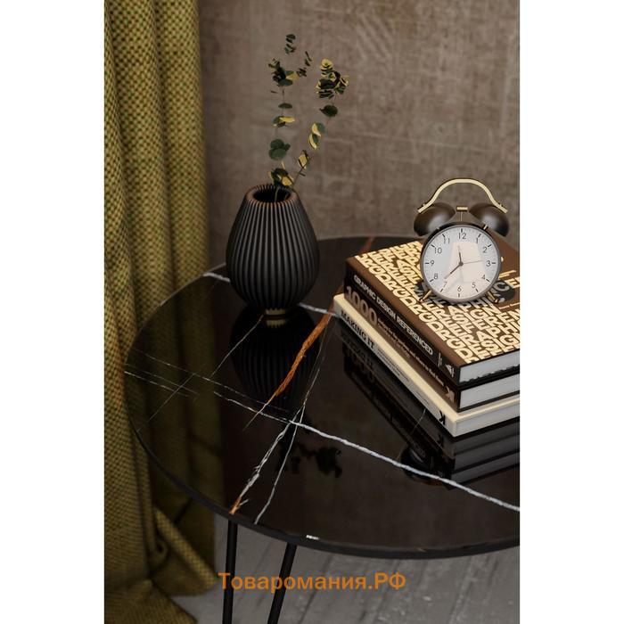 Стол журнальный «РИД Glass 530», 550 × 550 × 550 мм, цвет сахара нуар / чёрный матовый