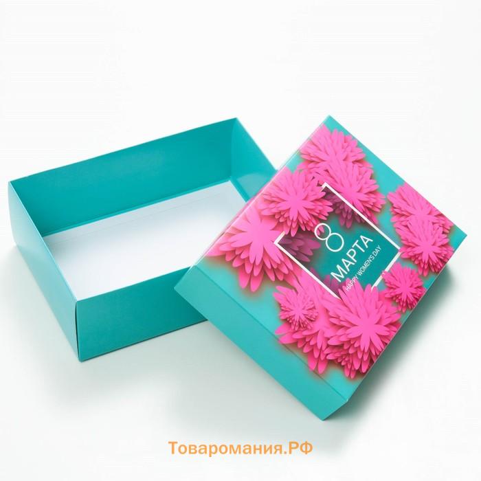 Коробка подарочная, крышка-дно, сборная «8 марта», 21×15×7 см