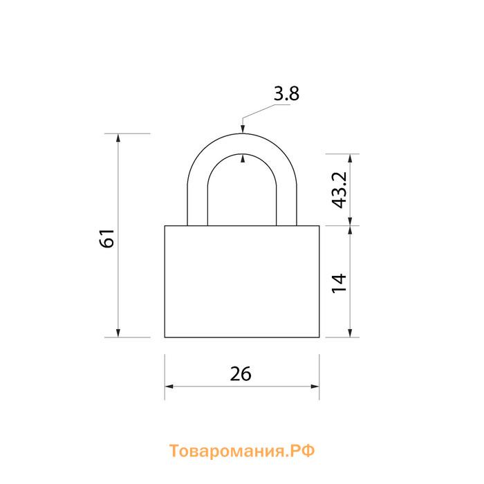 Замок навесной, тип 1, 26х60 мм, 2 ключа