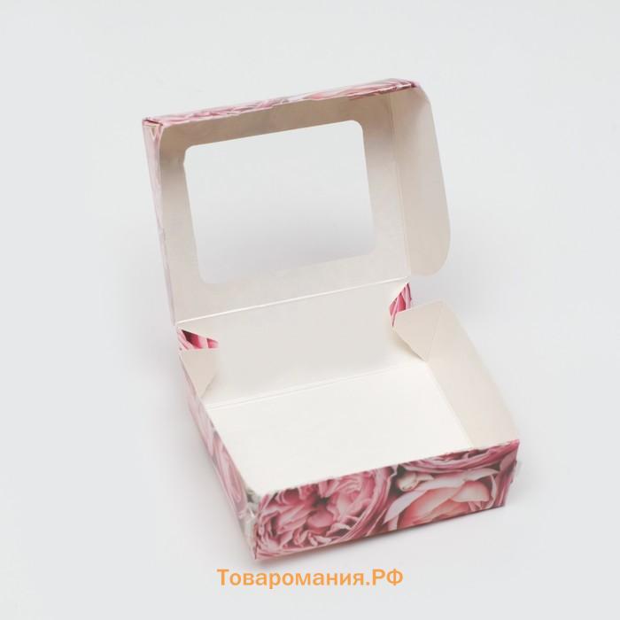 Коробка складная «Пионы» 10×8×3.5 см