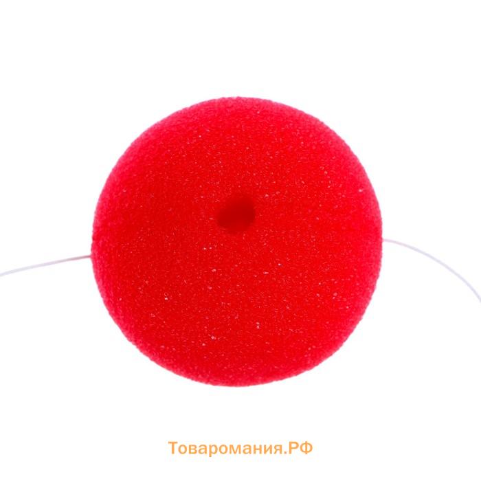 Нос клоуна, на резинке, красный