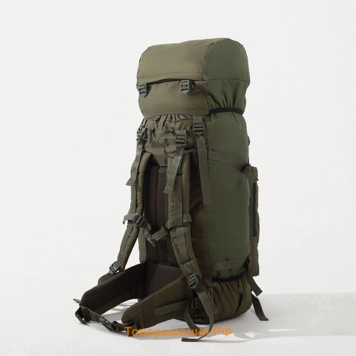 Рюкзак туристический, 60 л, отдел на затяжке, наружный карман, 2 боковых кармана, цвет оливковый