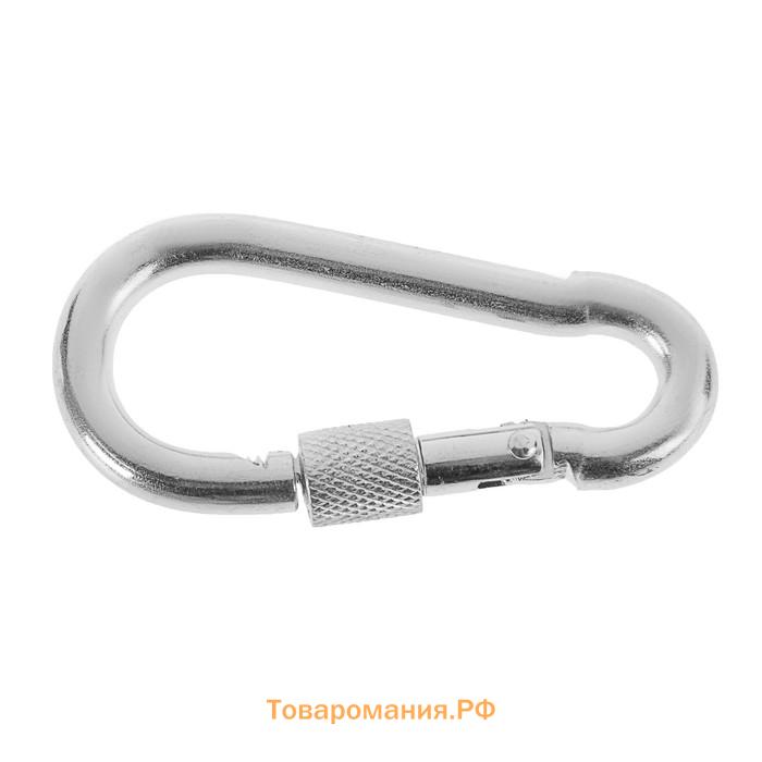 Карабин монтажный с фиксатором ТУНДРА krep, DIN5299D, 13×160 мм, оцинкованный, 1 шт.