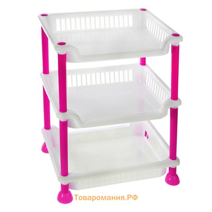 Этажерка настольная 3-х ярусная «Контраст», 21.5×28.5 см, голубая