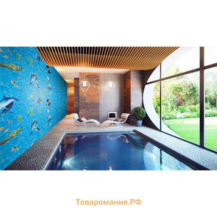Стеновая панель ПВХ «Водный мир», узор, 2.6×0.25 м, цвет синий