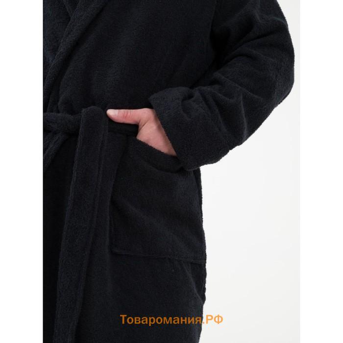 Халат мужской махровый с шалькой, размер 60-62, цвет черный