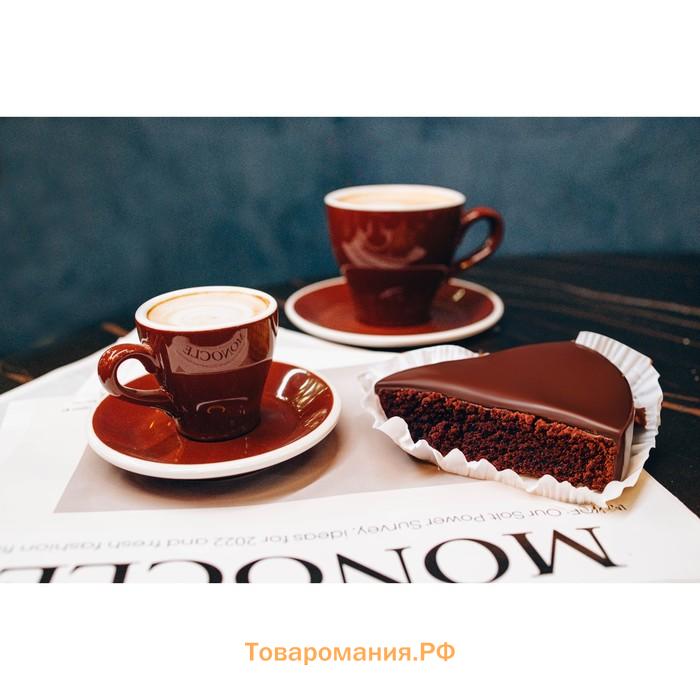 Кофейная пара Magistro Coffee time, 2 предмета: чашка 180 мл, блюдце d=14.5 см, фарфор, коричневый