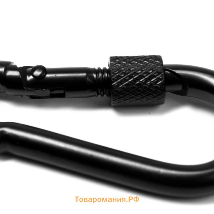 Карабин монтажный с фиксатором ТУНДРА krep, DIN5299D, 6×60 мм, черный, 1 шт.