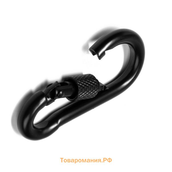 Карабин монтажный с фиксатором ТУНДРА krep, DIN5299D, 6×60 мм, черный, 1 шт.