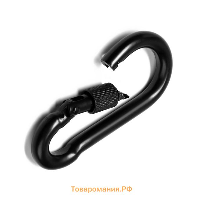 Карабин монтажный с фиксатором ТУНДРА krep, DIN5299D, 8×80 мм, черный, 1 шт.