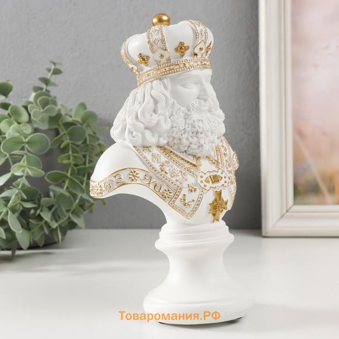 Бюст фигурка полистоун «Король», белый с золотом, 9×14×22.5 см
