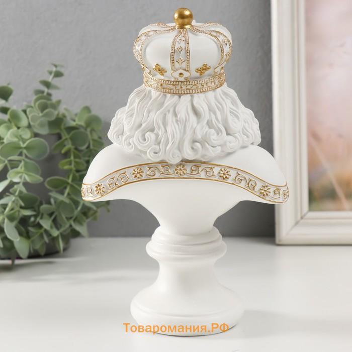 Бюст фигурка полистоун «Король», белый с золотом, 9×14×22.5 см