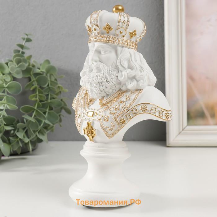 Бюст фигурка полистоун «Король», белый с золотом, 9×14×22.5 см