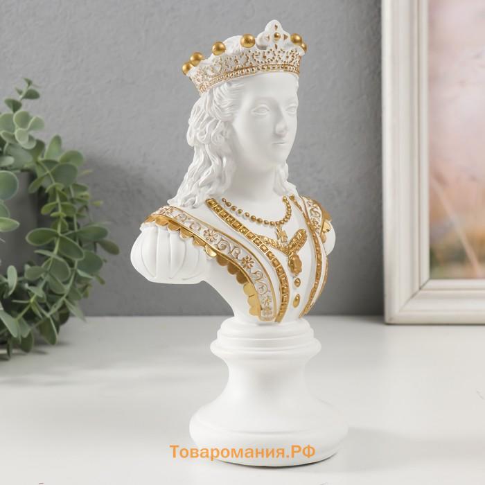 Бюст фигурка полистоун «Королева», белый с золотом, 9×12.5×22 см
