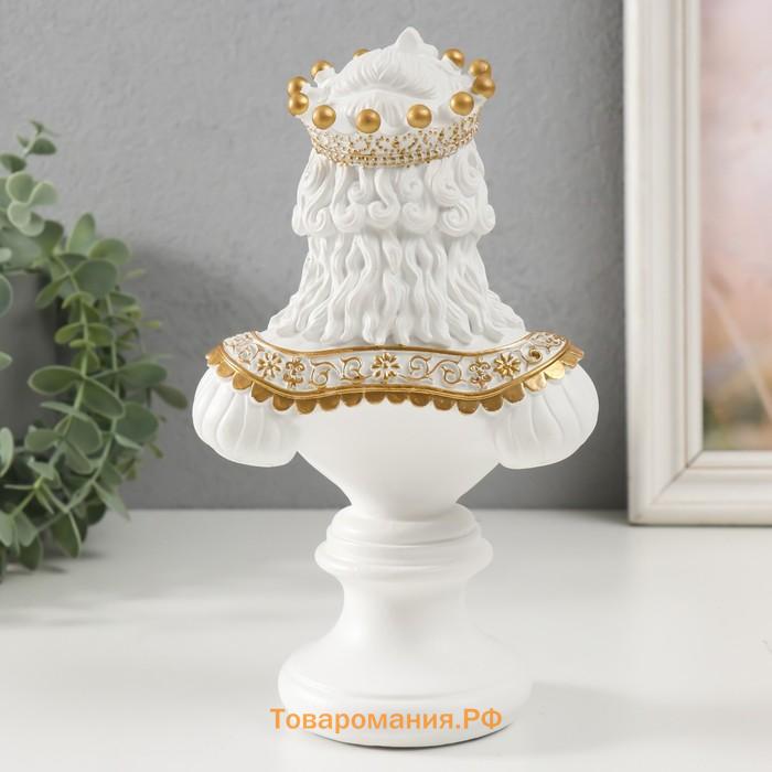 Бюст фигурка полистоун «Королева», белый с золотом, 9×12.5×22 см