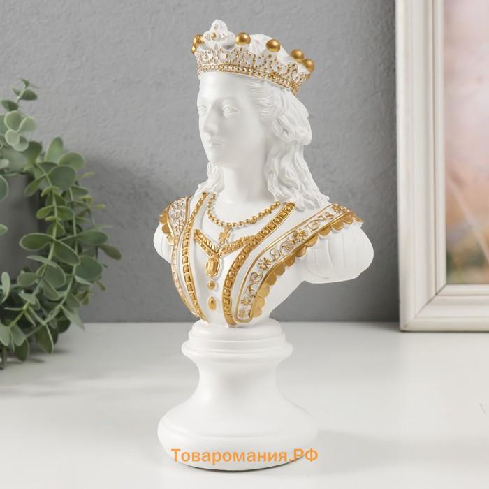 Бюст фигурка полистоун «Королева», белый с золотом, 9×12.5×22 см