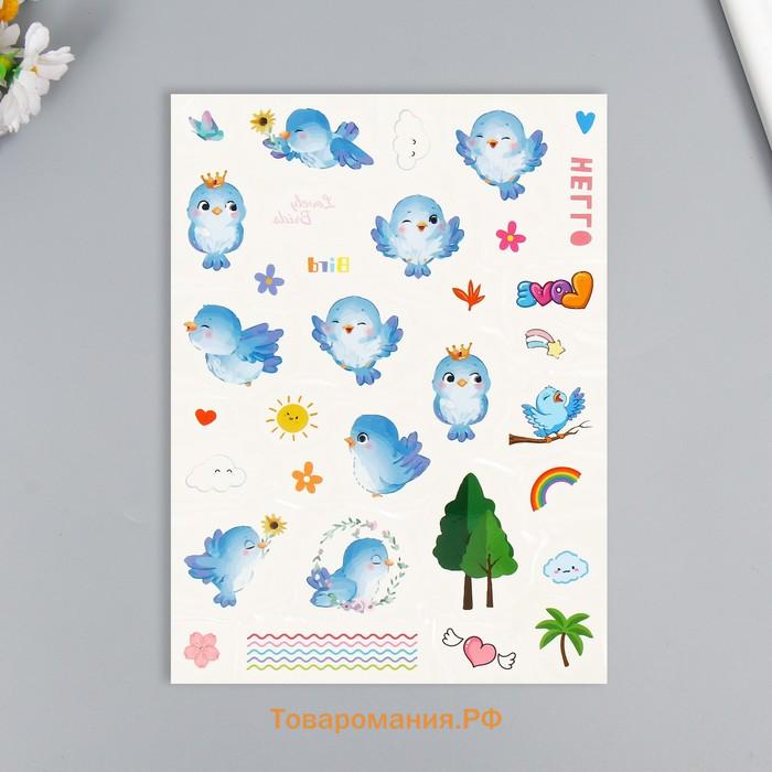 Переводные тату на тело цветные «Птицы. Олешки», 24×14.5 см, МИКС