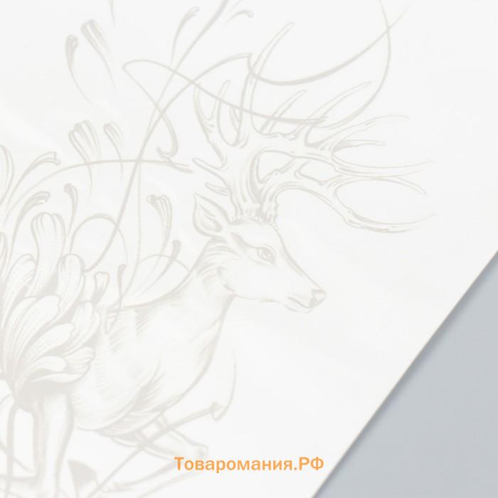 Переводная тату на тело синяя «Олень в линиях», 18×11 см