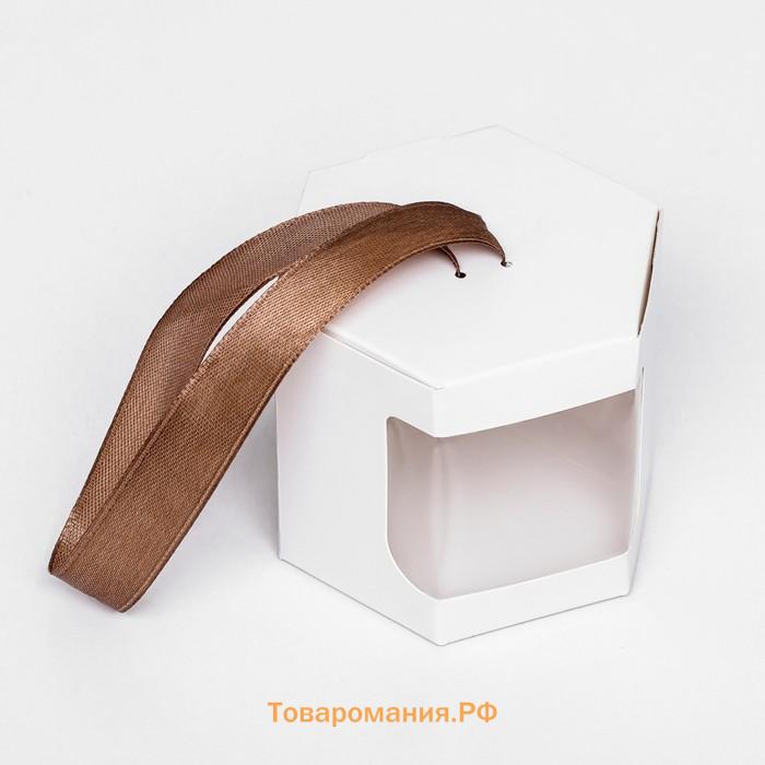 Коробка шестигранная, с окном, белый, 20×12×7 см