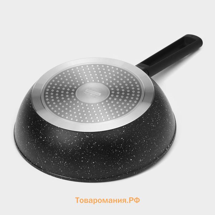 Сковорода  «Первый дом», d=24 см, h=7 см, кованый алюминий, антипригарное покрытие, индукция, чёрная