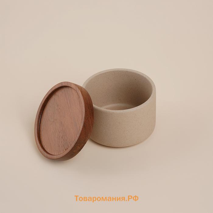 Банка для сыпучих продуктов SL Home «Стоун форест», 220 мл, 8.7×5.7 см, с крышкой, керамика, бежевая