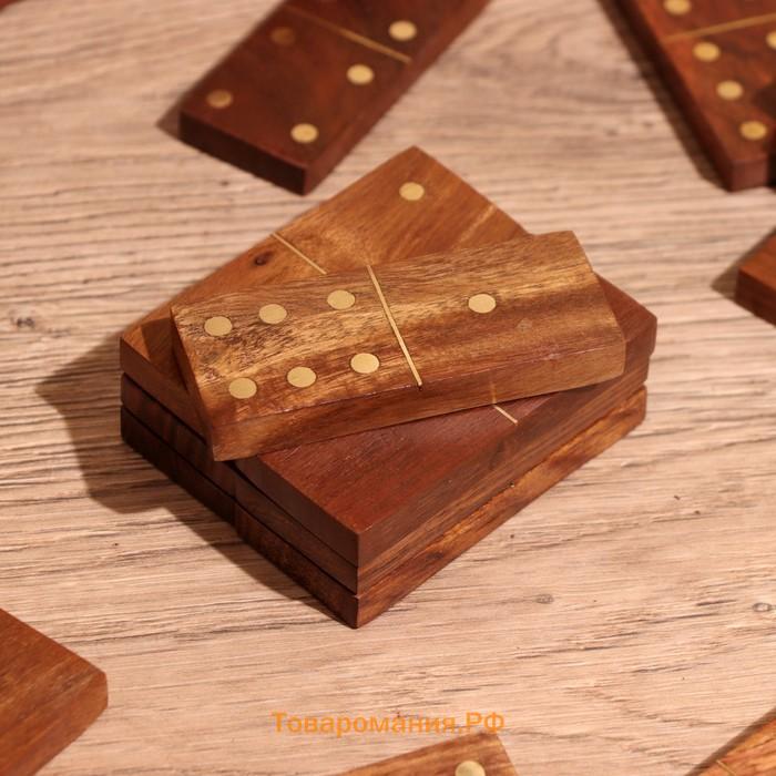 Игра настольная 3 в1, шахматы, домино, кубики, доска 35×35 см, дерево шишам
