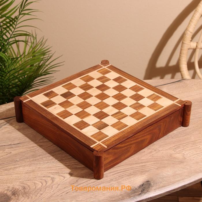 Игра настольная 3 в1, шахматы, домино, кубики, доска 35×35 см, дерево шишам