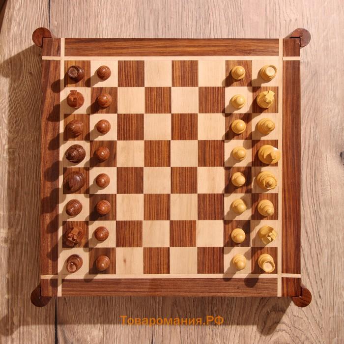Игра настольная 3 в1, шахматы, домино, кубики, доска 35×35 см, дерево шишам