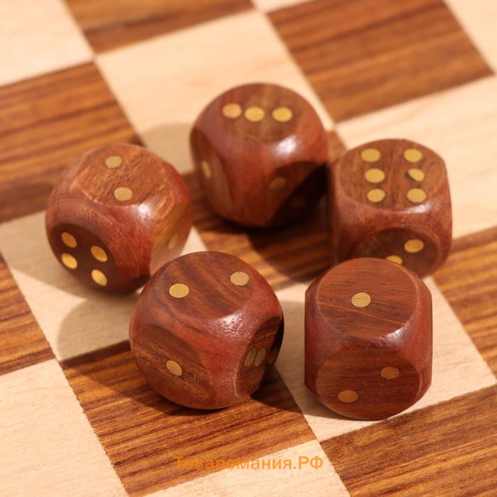 Игра настольная 3 в1, шахматы, домино, кубики, доска 35×35 см, дерево шишам