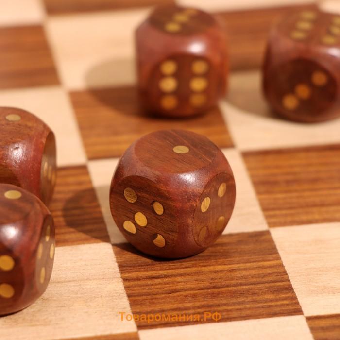 Игра настольная 3 в1, шахматы, домино, кубики, доска 35×35 см, дерево шишам
