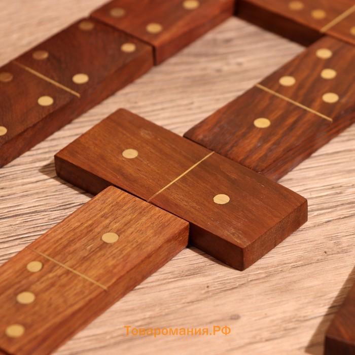 Игра настольная 3 в1, шахматы, домино, кубики, доска 35×35 см, дерево шишам
