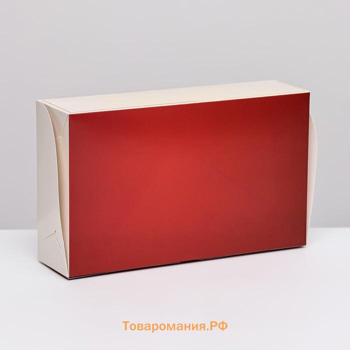Коробка складная с окном под зефир «Золотой бант», 25×15×7 см
