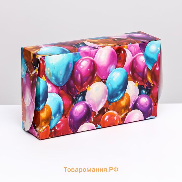 Коробка складная с окном под зефир «Шары», 25×15×7 см