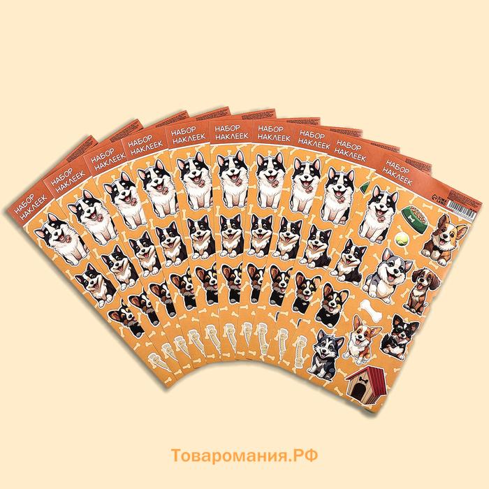 Детские наклейки бумажные 10×22 см, «Собачки»
