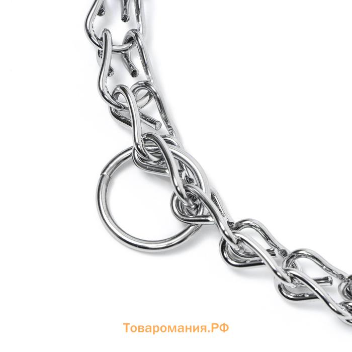 Ошейник - удавка с табличкой под гравировку, плетёный, 40 см, толщина проволоки 2 мм