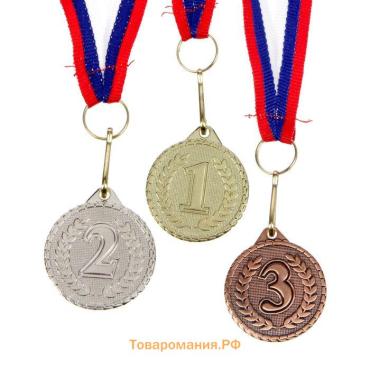 Медаль призовая серебро 041, d=3.2 см, 2 место, с лентой