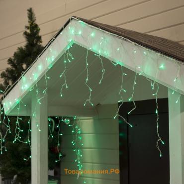 Гирлянда «Бахрома» 3 × 0.6 м, IP44, УМС, прозрачная нить, 160 LED, свечение зелёное, 220 В