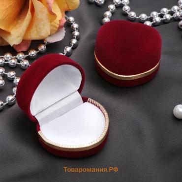 Футляр бархатный под кольцо/серьги «Сердце» 4×5, цвет бордовый с золотом