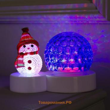 Световой прибор «Снеговик с синим шаром» 9.5 см, свечение мульти, 220 В
