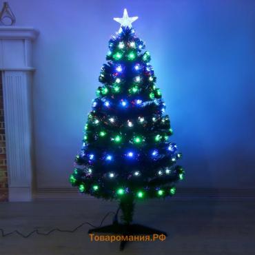 Искусственная ёлка с гирляндой Led «Зимнее волшебство. Свечение», 120 см, d нижнего яруса 65 см, 125 ПВХ веток отгибаются