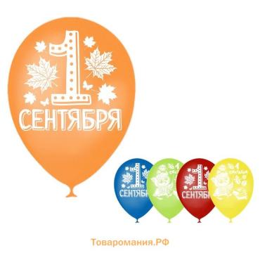 Воздушные шары латексные 12" «С 1 сентября», МИКС, 5 шт.