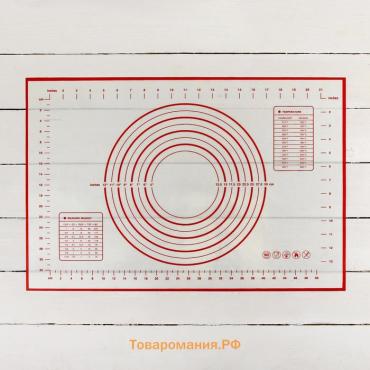 Армированный коврик с разметкой, силикон, 40×60 см, цвет белый