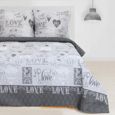 Постельное бельё "" евро Love 200*217 см, 220*240 см, 70*70 см -2 шт, 100% хлопок, бязь 125 г/м2