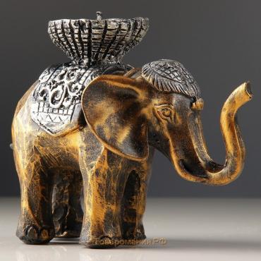 Подсвечник "Слон", золотой 13х19 см, для свечи d=4 см