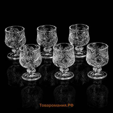 Рюмки  «Ледяная звезда», 60 мл, 15×11×7 см, набор 6 шт., стекло, прозрачные