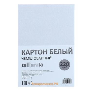 Картон белый А4, 6 листов, 220г/м2 Calligrata, немелованный, на скобе, ЭКОНОМ